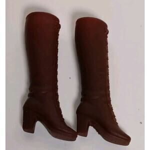 Vintage Barbie Boots Lace Up Medium Brown Mod Shoes READ